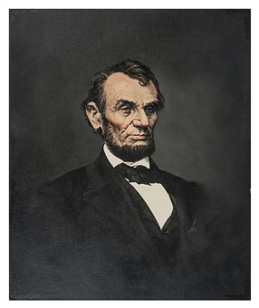 Abraham Lincoln Original Oil Painting by Bruce Stark - Based on Anthony Bergers "5 Dollar Bill" Brady Studio Photograph
